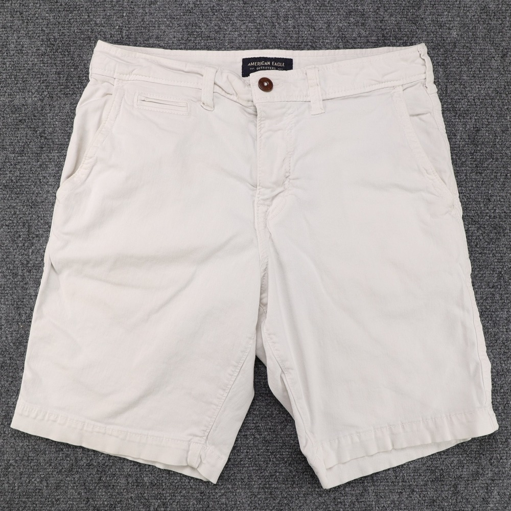 American Eagle‎ Extreme Flex Classic Chino Shorts Mens 30 White Stretch 9 Inseam